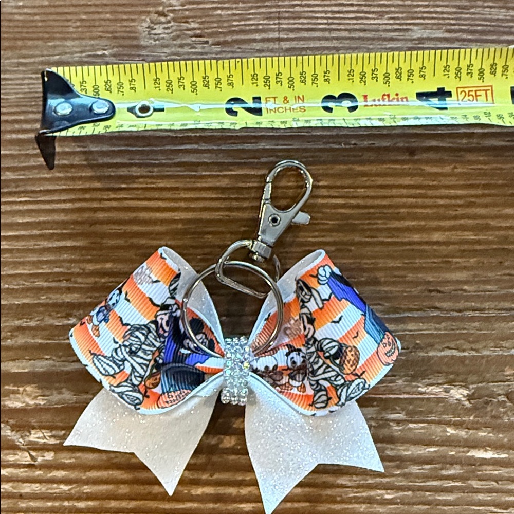 Disney Mickey Halloween Orange and White Character Bow Keychain/purse charm - Picture 2 of 2